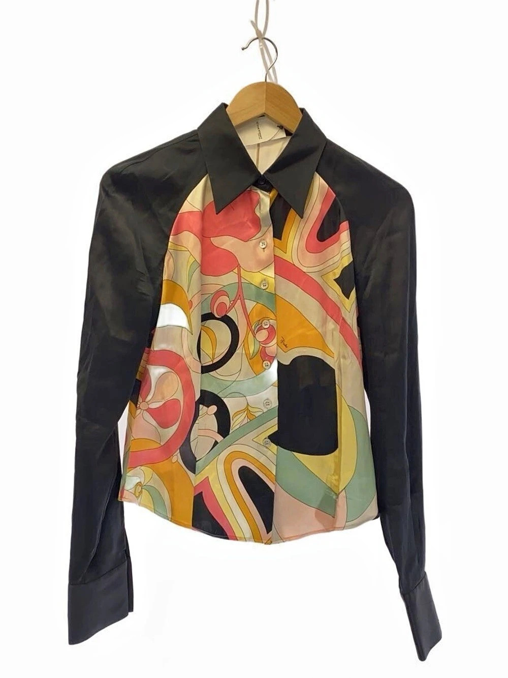 Emilio Pucci Abstract Print silk Blouse in Black & Multicolor